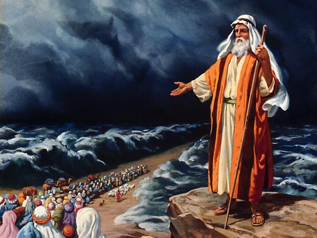 Mojžíš vede Židy přes Rudé moře (ilustrace)